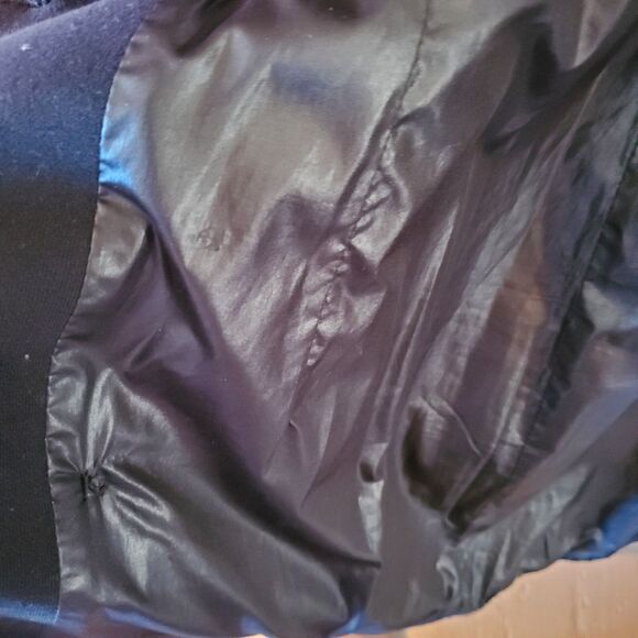 Vintage 90s Black Be Rock Los Angeles Express Long Coat Jacket, S-M - Picture 9 of 16